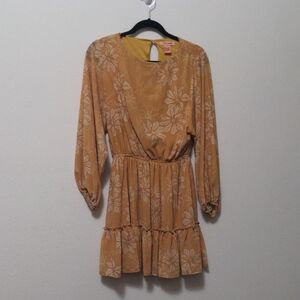 Flying Tomato Mustard Floral Long Sleeve Dress